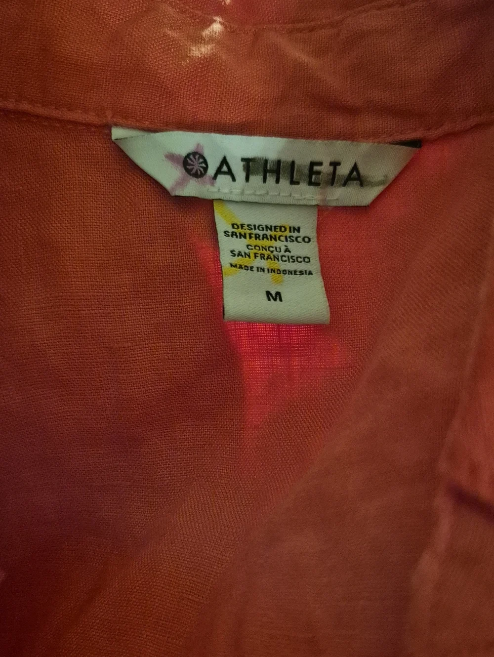 Athleta NWT Playa 100% LINEN Tie Top In Passion Fruit Medium - Picture 7 of 8